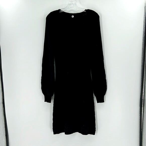 Margaret O'Leary Dresses & Skirts - Margaret O'Leary Wool Puff Sleeve Sweater Dress - Black - Large